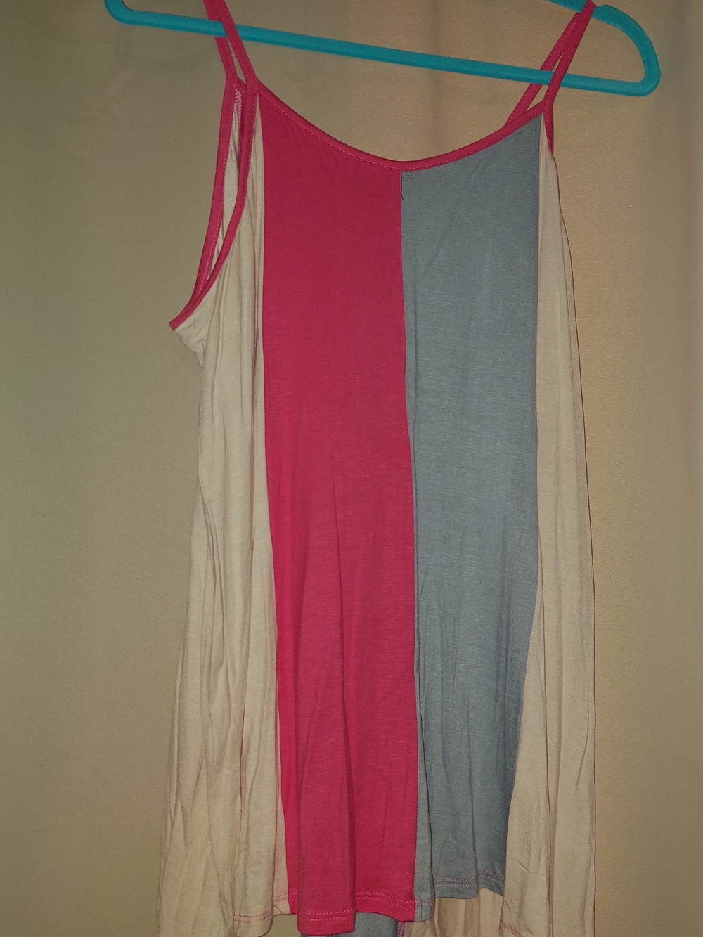 HEIMISH USA Pink, Blue & Cream Colorblock Spaghetti Strap Cami